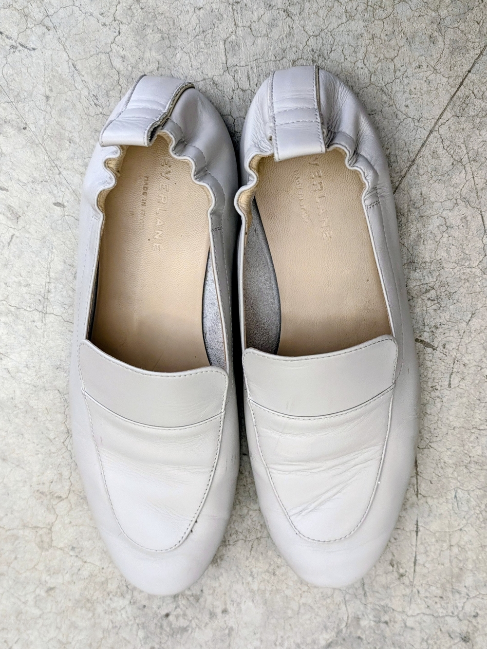Everlane Light Gray Leather Slip-On Loafers